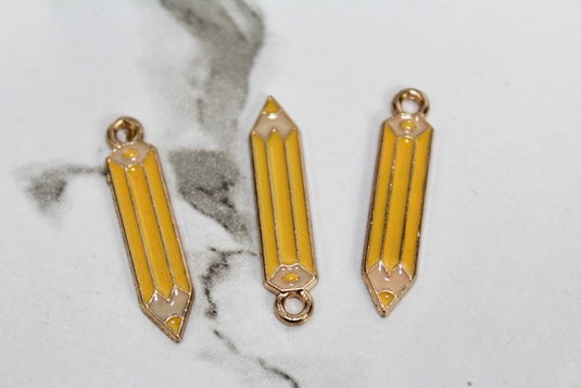 Yellow Pencil Charm - Gold Plated