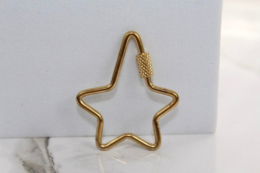 Asymmetrical Star Textured Carabiner - Gold Plated