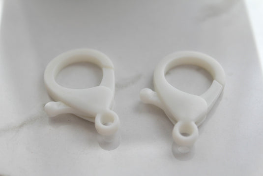 White Oversized Lobster Clasp - Plastic