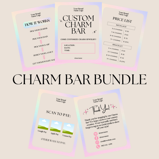 Charm Bar Signage Bundle - Rainbow Gradient