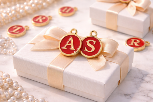 Red Enamel Letter Charm - Stainless Steel