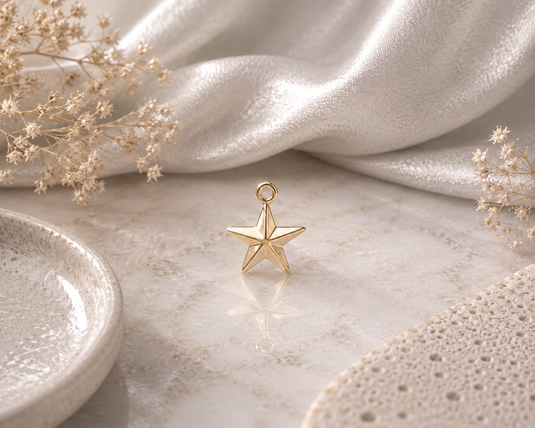 Delta Star Charm - 14K Solid Gold (Yellow)