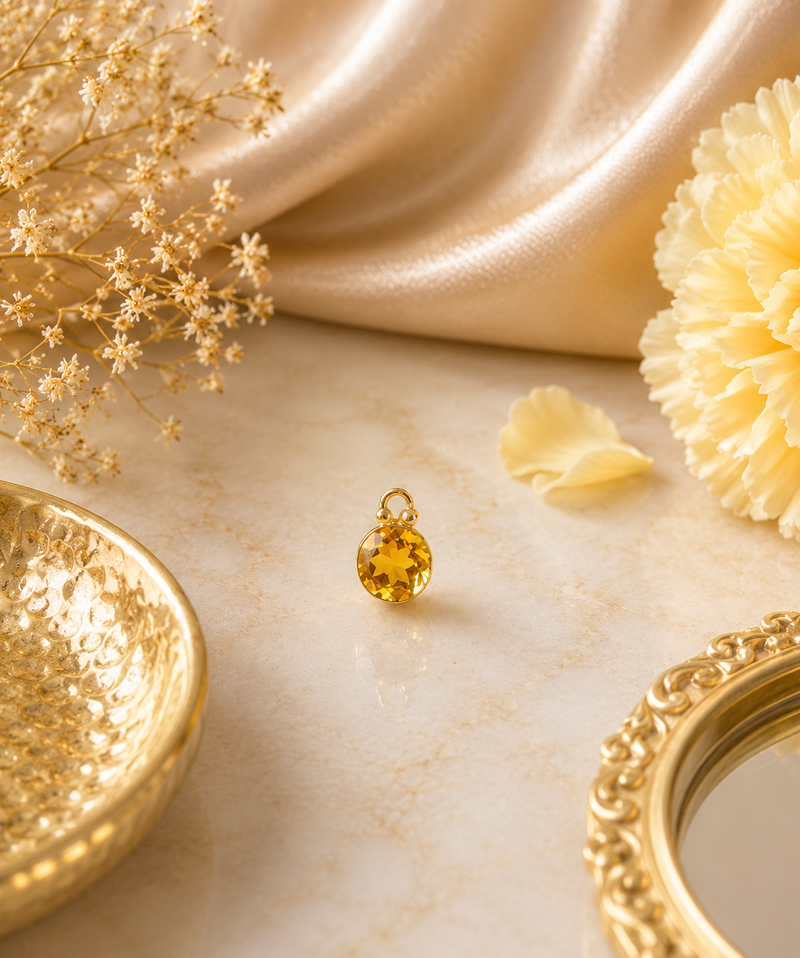 Load image into Gallery viewer, Citrine Gemstone Charm - 14K Solid Gold (Yellow)
