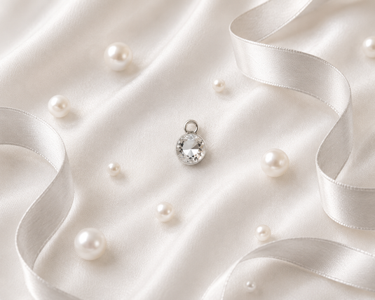 4mm Circle White Topaz Gemstone Charm - 14K Solid Gold (White)
