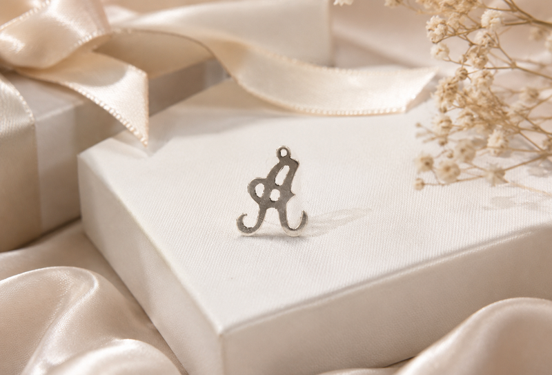 Load image into Gallery viewer, Cursive Script Style Letter Charm - Sterling Silver
