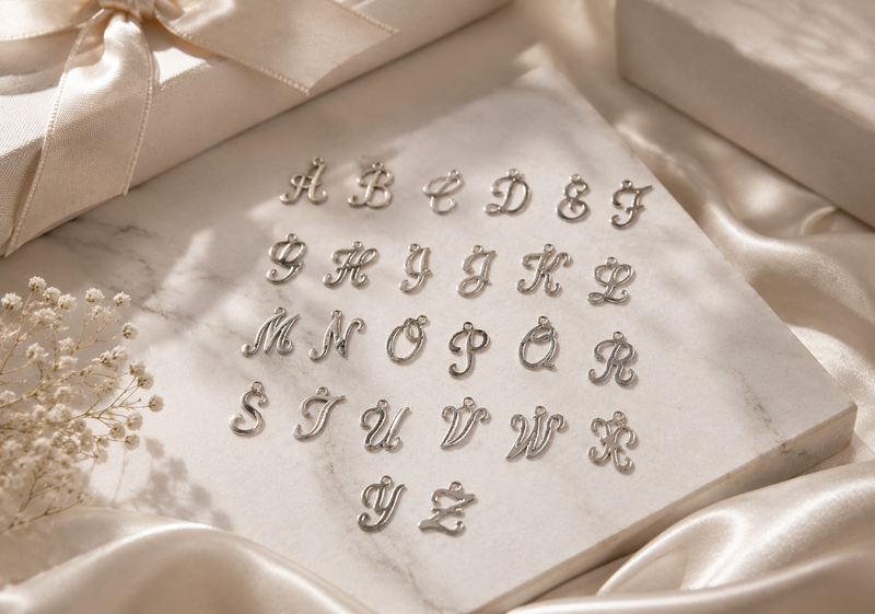 Load image into Gallery viewer, Cursive Script Style Letter Charm - Sterling Silver

