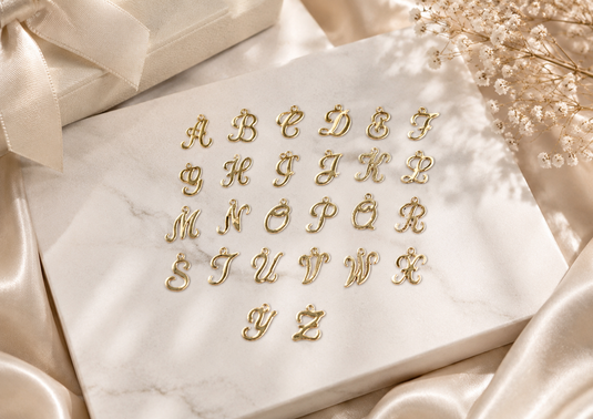 Cursive Script Style Letter Charm - 14K Gold Filled (Yellow)