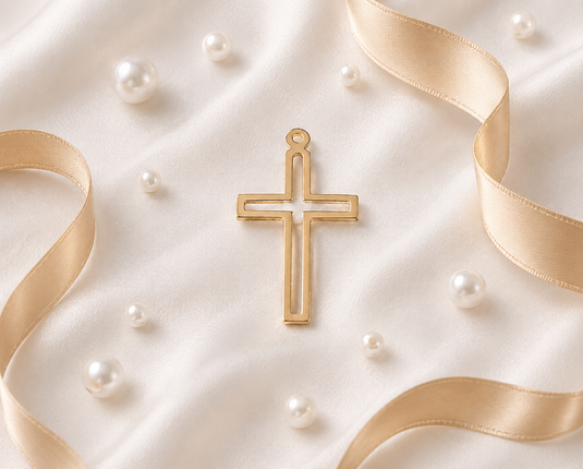 Cross Outline Charm - 14K Gold Filled (Yellow)