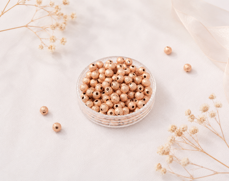 Load image into Gallery viewer, Round Ball Stardust Bead with No Stones - 14K Gold Filled (Rose)
