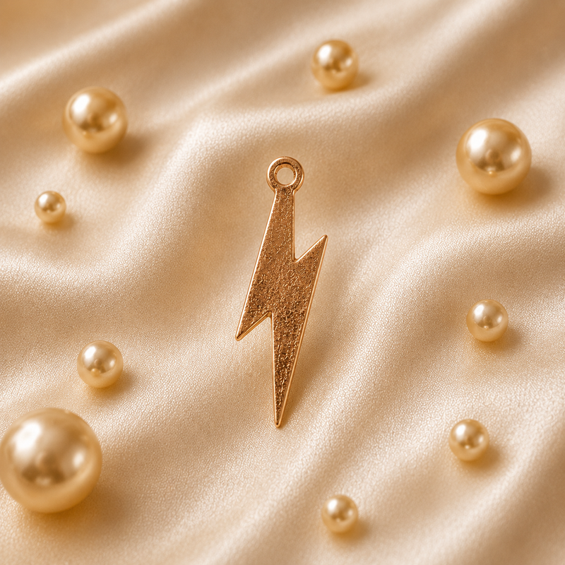 Load image into Gallery viewer, Flat Lightning Bolt Charm - 14K Gold Filled (Yellow)

