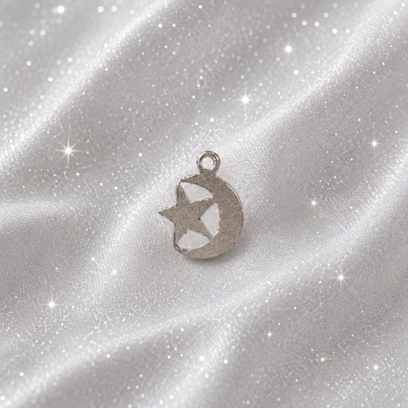 Cargue la imagen en el visor de la galería, Charm de luna y estrella - Plata de ley 
