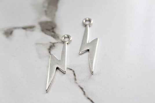 Silver Lightning Bolt Charm- Silver Plated