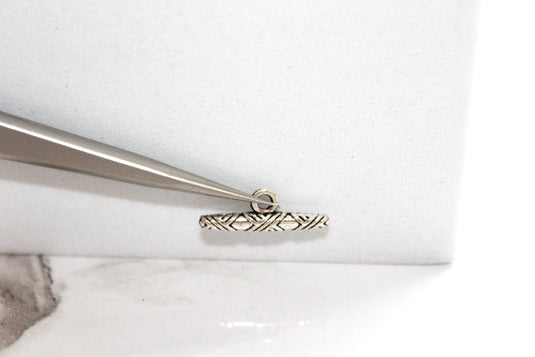 Geometric Pattern Toggle Clasp - Silver Plated