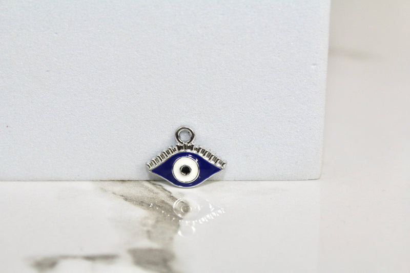 Load image into Gallery viewer, Dark Blue Evil Eye Charm - Silver Plated
