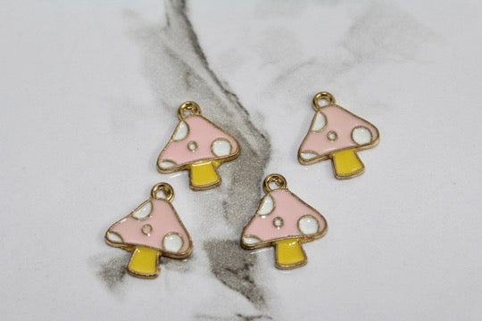 Load image into Gallery viewer, Pink Mushroom Charm - Gold Plated
