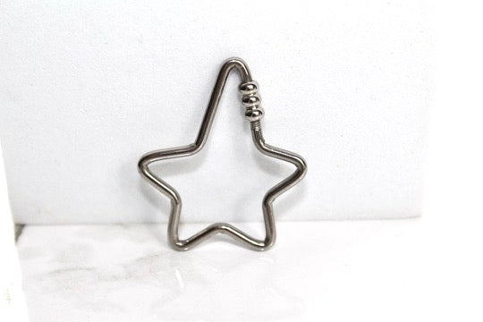 Load image into Gallery viewer, Asymmetrical Star Ball Carabiner - Silver Plated
