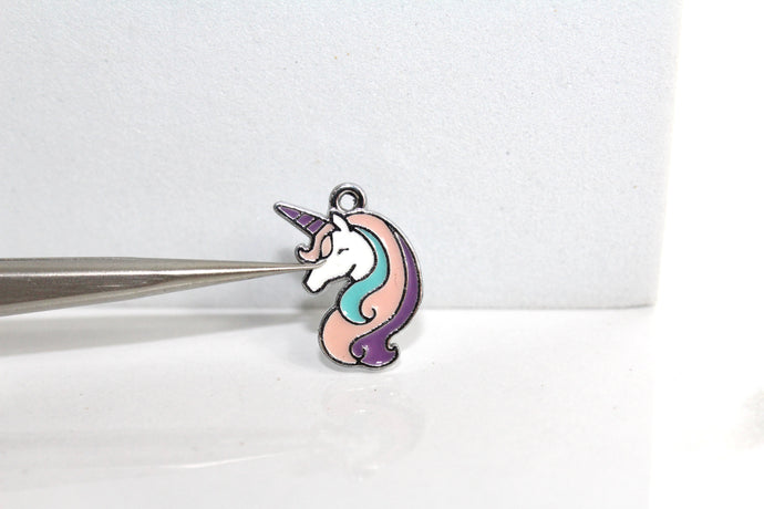 Unicorn Head Charm - Silver Plated