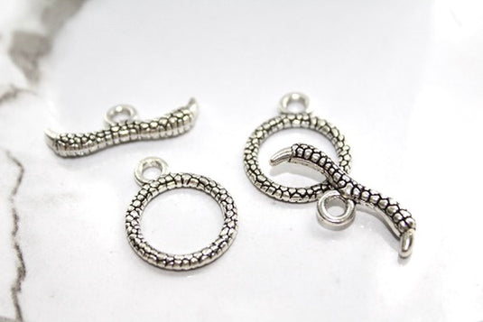 Snake Scales Toggle Clasp - Silver Plated