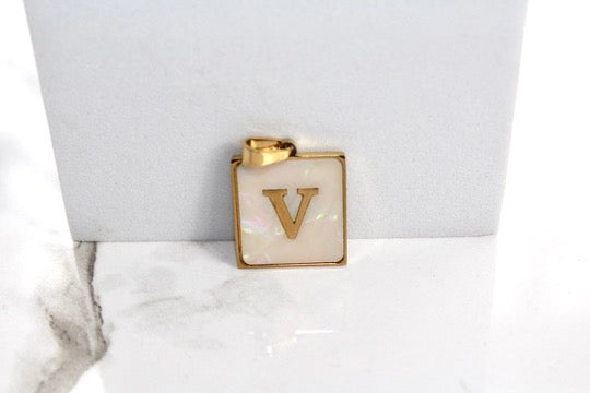 Load image into Gallery viewer, Marble Letter Frame Charms - Gold Plated
