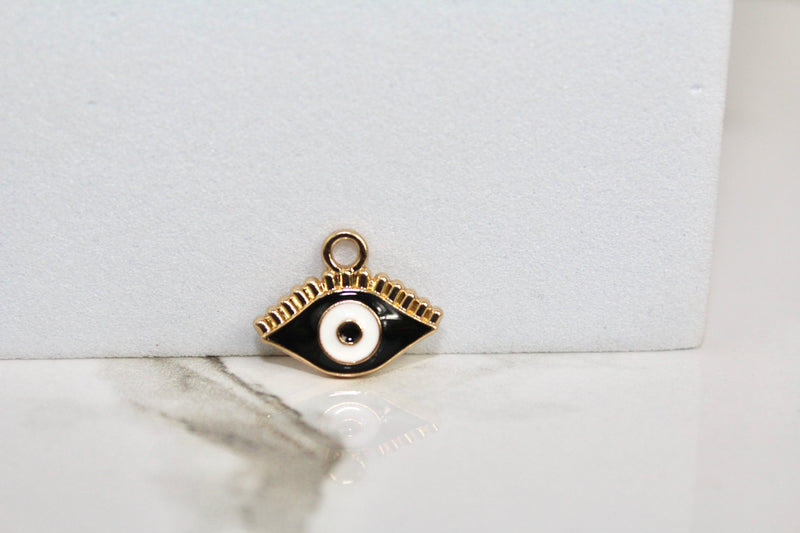 Load image into Gallery viewer, Black Evil Eye Charm - Gold Plated
