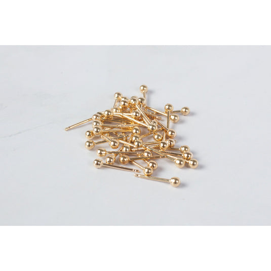 14K Gold Yellow 2.0mm Round Ball Earring Stud