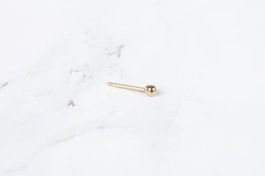 Round Ball Earring Stud - 14K Solid Gold (Yellow)