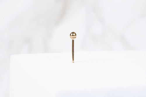 Round Ball Earring Stud - 14K Solid Gold (Yellow)