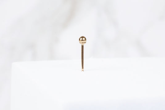 Round Ball Earring Stud - 14K Solid Gold (Yellow)