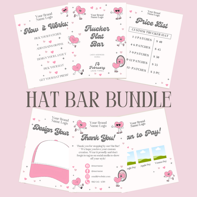 Hat Bar Signage Bundle - Heart Cartoon