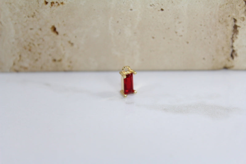 Load image into Gallery viewer, Ruby Baguette Gemstone Pendant Charm - (Yellow)
