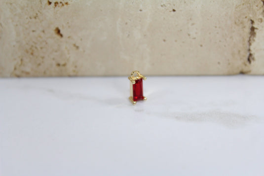 Ruby Baguette Gemstone Pendant Charm - (Yellow)