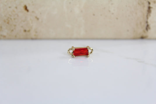 Ruby Baguette Gemstone Connector - (Yellow)