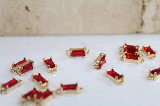 Ruby Baguette Gemstone Connector - (Yellow)