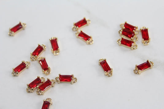 Ruby Baguette Gemstone Connector - (Yellow)