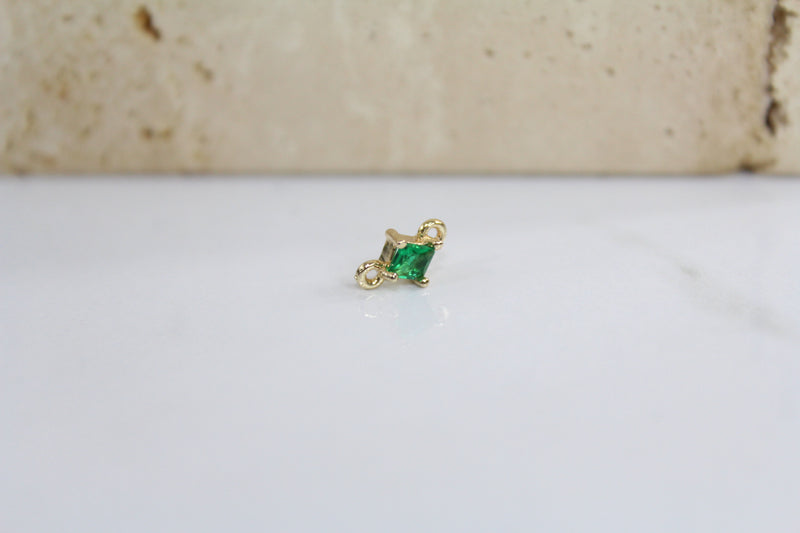 Load image into Gallery viewer, Emerald Classic Gemstone Connector - 14K Gold Filled (Yellow)
