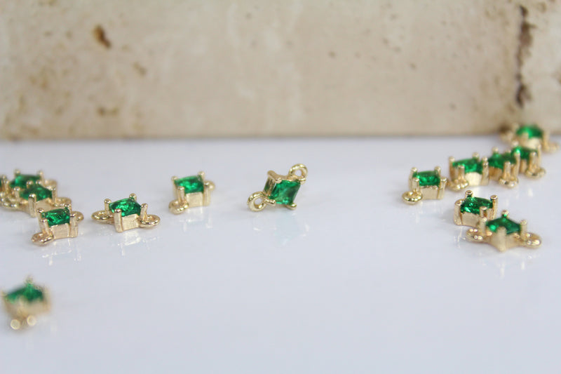 Load image into Gallery viewer, Emerald Classic Gemstone Connector - 14K Gold Filled (Yellow)
