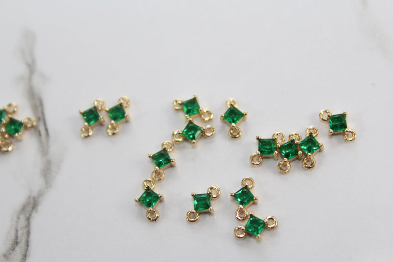 Load image into Gallery viewer, Emerald Classic Gemstone Connector - 14K Gold Filled (Yellow)
