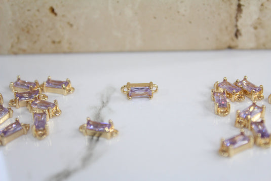 Periwinkle Baguette Gemstone Connector - (Yellow)