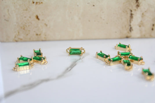 Emerald Baguette Gemstone Connector - (Yellow)