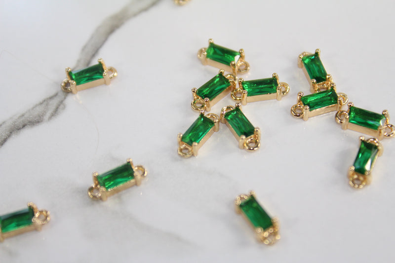 Load image into Gallery viewer, Emerald Baguette Gemstone Connector - (Yellow)
