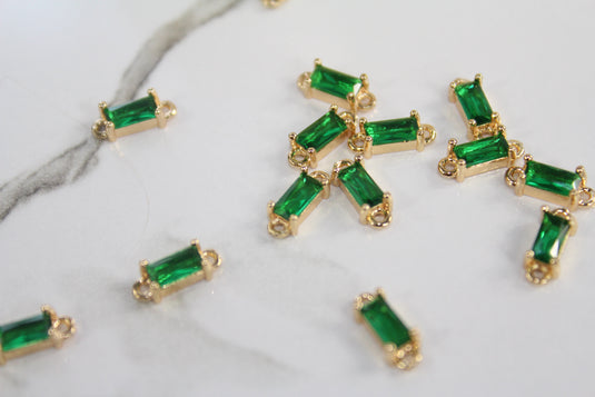 Emerald Baguette Gemstone Connector - (Yellow)