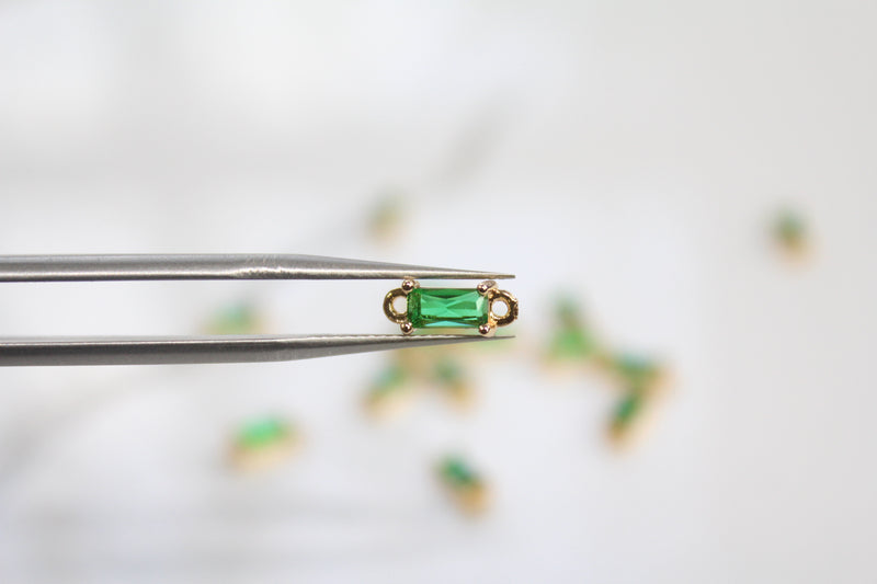 Load image into Gallery viewer, Emerald Baguette Gemstone Connector - (Yellow)
