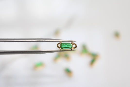 Emerald Baguette Gemstone Connector - (Yellow)