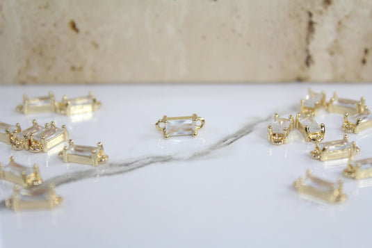 Diamond Baguette Gemstone Connector - (Yellow)