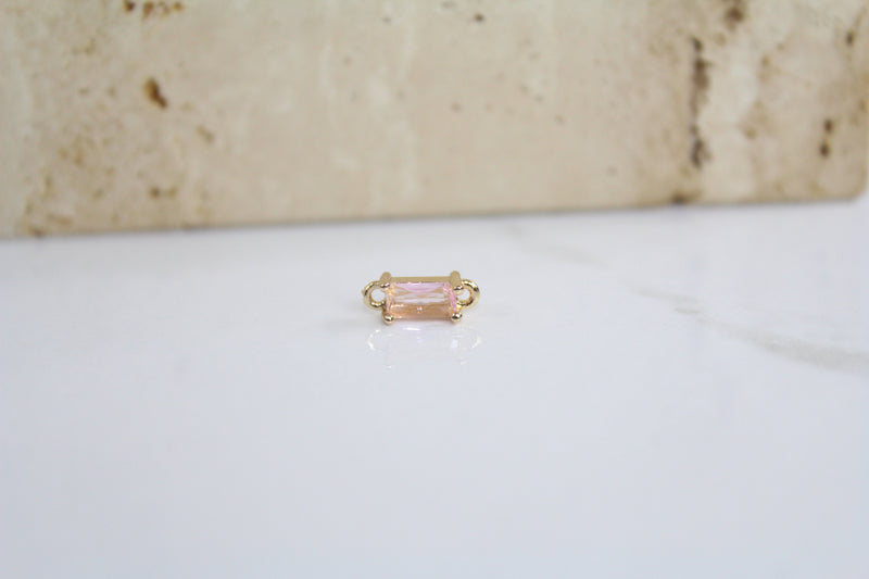 Load image into Gallery viewer, Rose Baguette Gemstone Connector - (Yellow)
