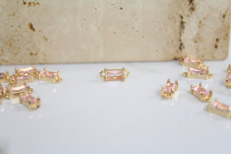 Load image into Gallery viewer, Rose Baguette Gemstone Connector - (Yellow)
