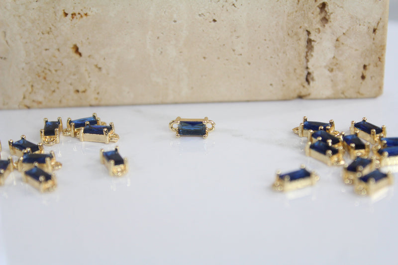 Load image into Gallery viewer, Sapphire Baguette Gemstone Connector - (Yellow)
