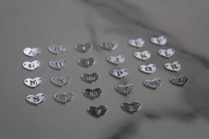 Heart Letter Connector - Sterling Silver