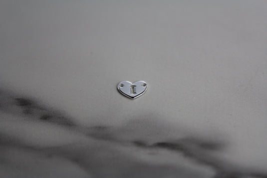 Heart Letter Connector - Sterling Silver