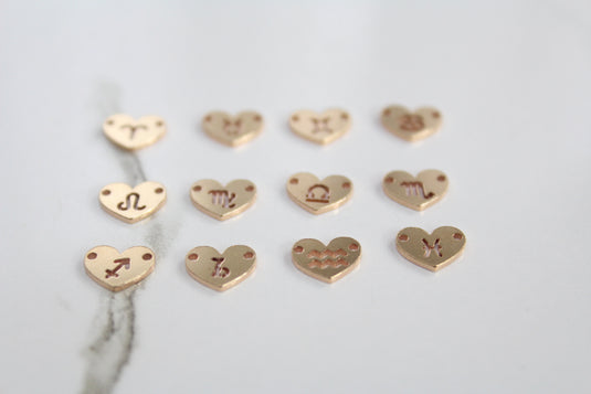 Heart Zodiac Sign Connector - 14K Gold Filled (Yellow)